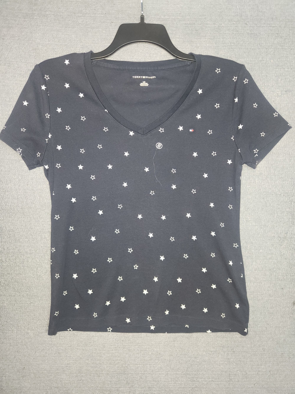 Tommy Hilfiger Women's Navy Star V-Neck Tee #366